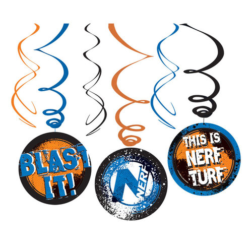 Nerf Swirl Hanging Decorations 6 Pack