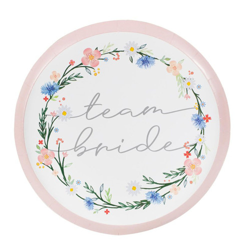 Bridal Shower Boho Team Bride Paper Plates 8 Pack