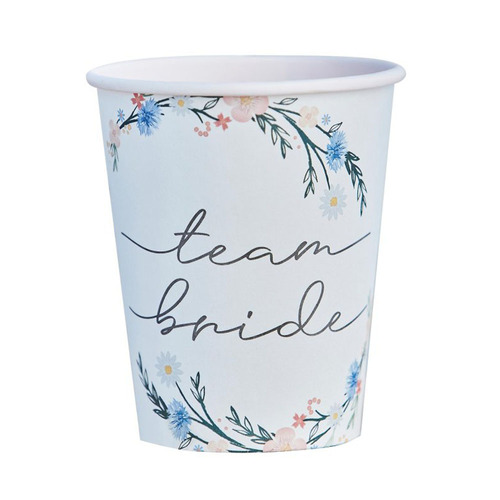 Bridal Shower Boho Team Bride Paper Cups 8 Pack