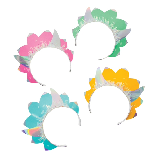 Dinosaur Girl Dino Iridescent Tiara Headbands 8 Pack