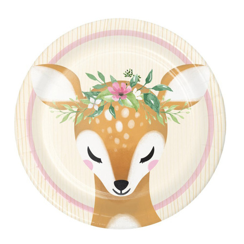 Deer Little One Paper Lunch Dessert Cake Plates 8 Pack