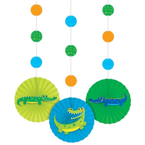 Alligator Party Hanging Cutouts & Fans Decorations 91cm 3pk