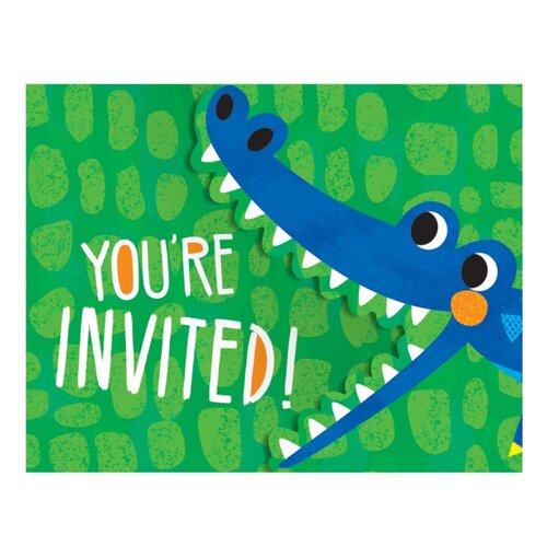 Alligator Party Gatefold Invitations 8 Pack