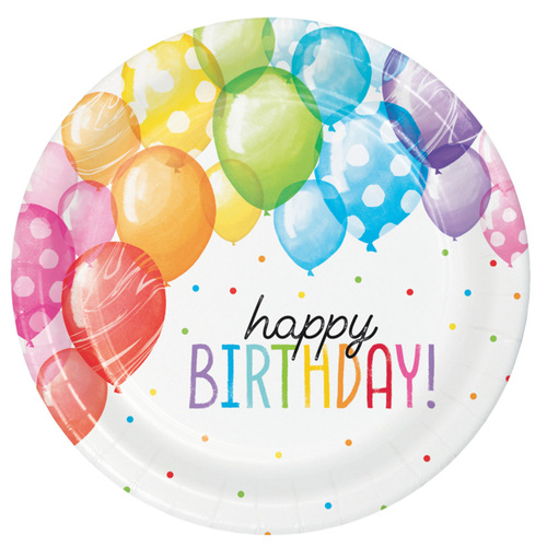 Balloon Bash Birthday Paper Dinner Plates 8 Pack