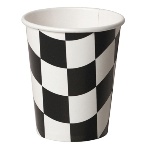 Car Racing Black & White Checkered Cups 8 Pack