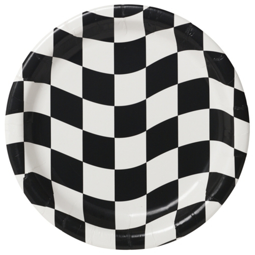 Car Racing Black & White Checkered Dinner Plates 8 Pack