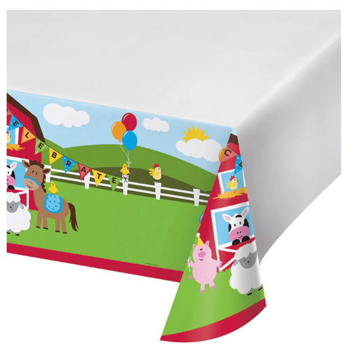 Farmhouse Barnyard Plastic Tablecover 