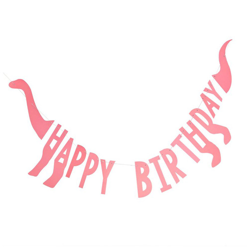 Dinosaur Pink Dino Shaped Happy Birthday Bunting Banner