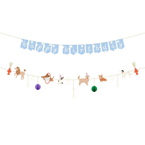 Dog Party Happy Birthday Banner