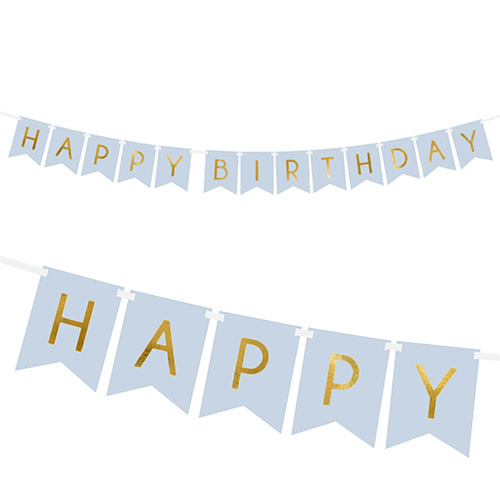 Light Blue Happy Birthday Banner