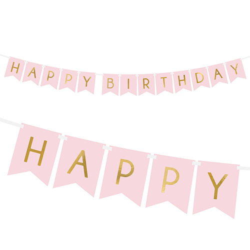 Light Pink Happy Birthday Banner