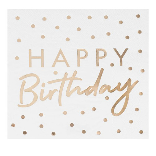 Happy Birthday Gold Foiled Lunch Napkins 16 Pack