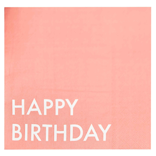 Happy Birthday Coral Lunch Napkins 16 Pack