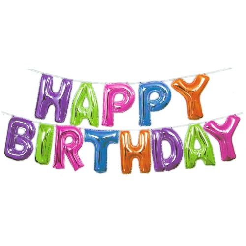 Rainbow Party Supplies Rainbow Foil Happy Birthday Balloon Banner