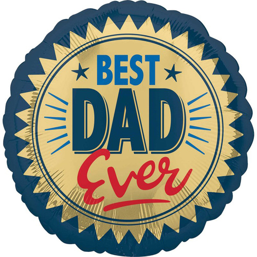 Father's Day Best Dad Ever Gold Stamp Round Foil Balloon