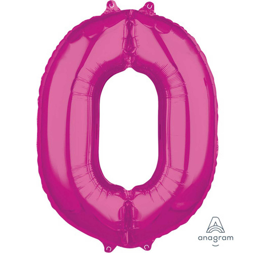 Number 0 Pink Magenta Foil Balloon 66cm