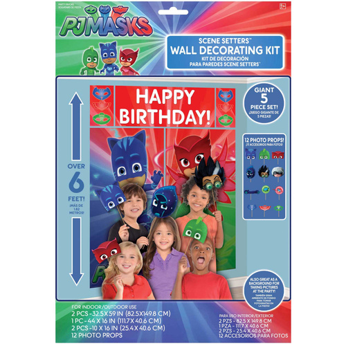 PJ Masks Party Supplies Scene Setters Wall Decorating Kit With 12 Photo Props