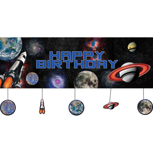 Space Party Supplies Space Blast Happy Birthday Banner with Attachments