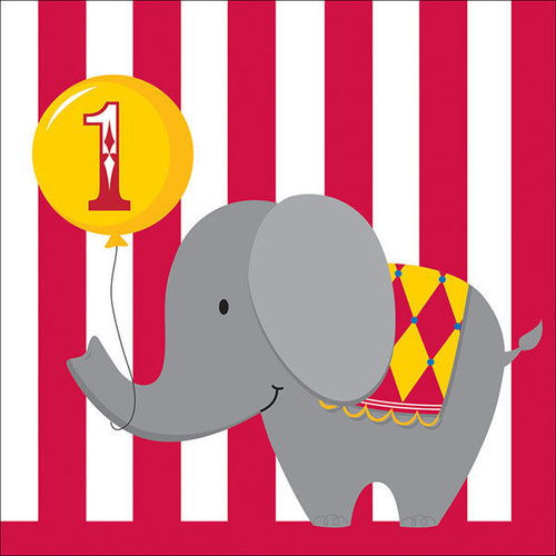 Circus Time 1st Birthday Lunch Napkins 16 Pack