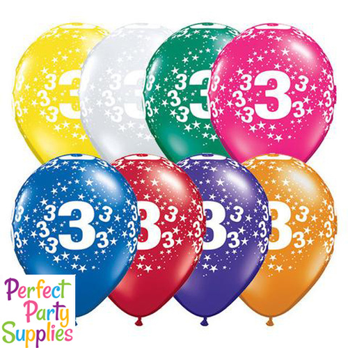 3rd Birthday Star Balloons [ Colour: Purple ]