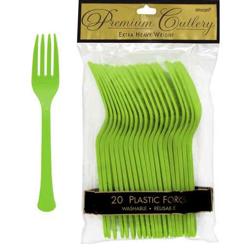 Kiwi Green Plastic Forks 20 Pack
