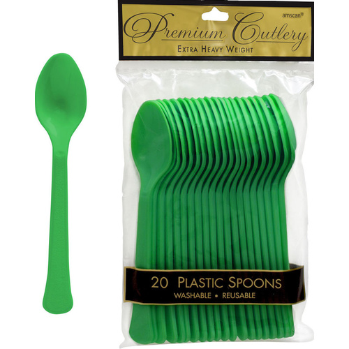 Festive Green Party Supplies Festive Green Spoons 20 Pack