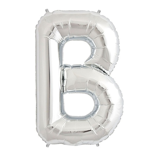 Silver Party Supplies - Silver Foil Balloon Letter B 86cm 