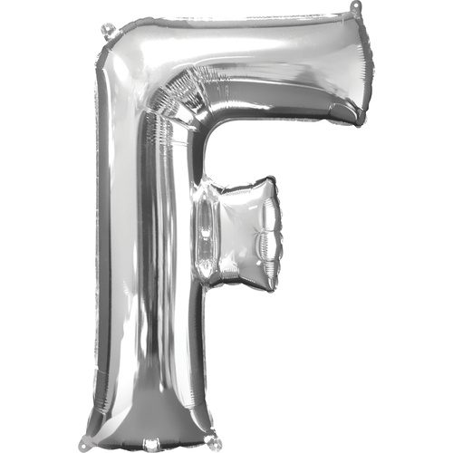 Silver Party Supplies - Silver Foil Balloon Letter F 86cm 