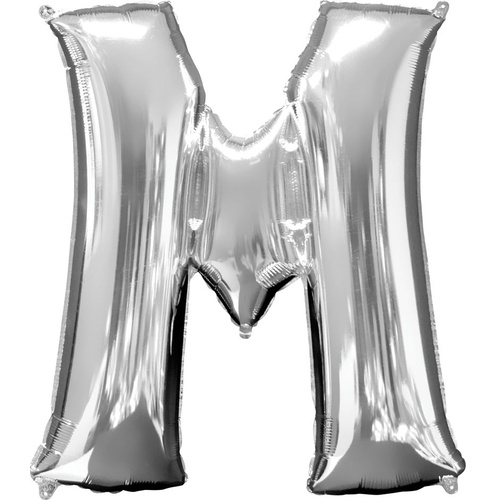 Silver Party Supplies - Silver Foil Balloon Letter M 86cm 