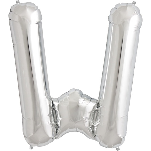 Silver Party Supplies - Silver Foil Balloon Letter W 86cm 