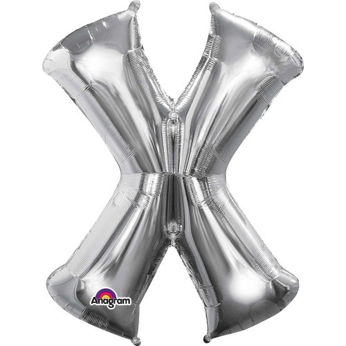 Silver Party Supplies - Silver Foil Balloon Letter X 86cm 