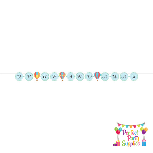 Hot Air Balloon Up Up Away Shaped Ribbon Banner