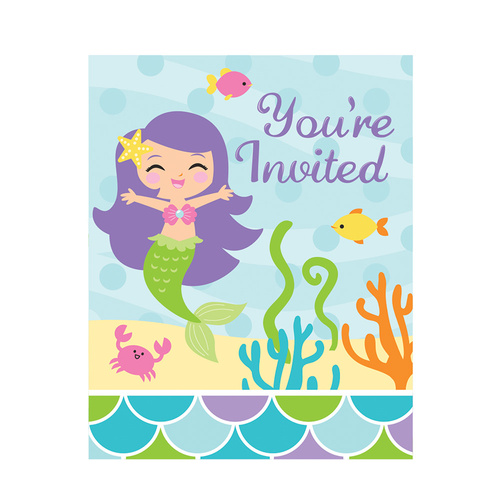 Mermaid Friends Birthday Invitations 8 Pack