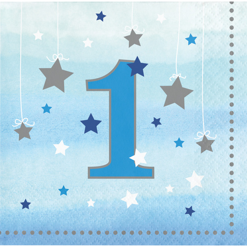 Twinkle Twinkle One Little Star Boy 1st Birthday Beverage Napkins 16 Pack