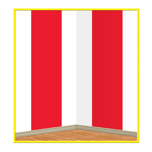 Red & White Stripes Backdrop Large Plastic Wall Decoration