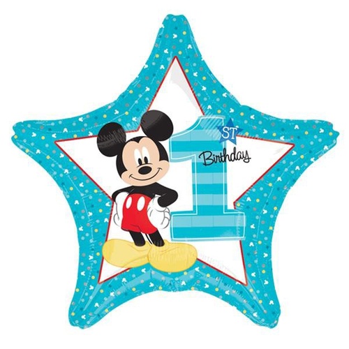 Mickey Mouse 1st Birthday Party Supplies Star Balloon 45cm