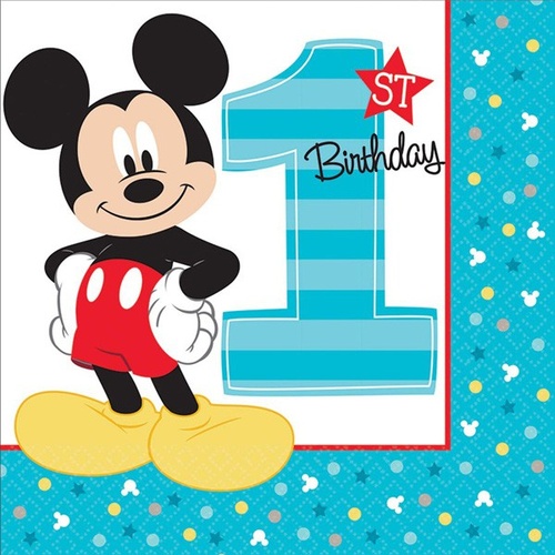 Mickey's 1st Birthday Lunch Napkins 16 Pack