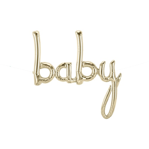 Baby Script Shaped White Gold Foil Balloon