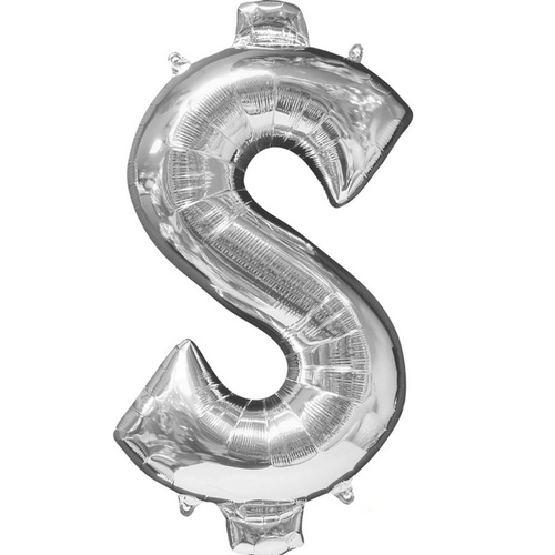 Dollar Sign $ Silver Supershape balloon
