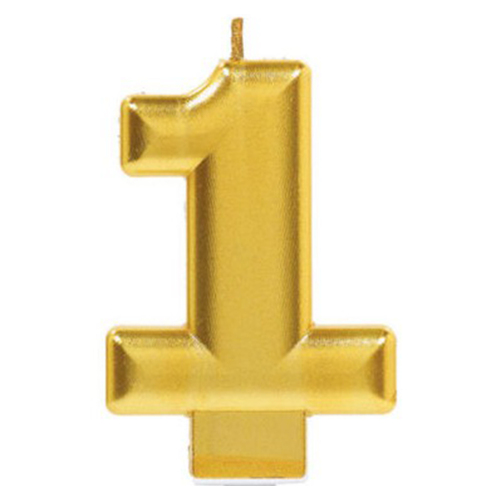 Party Supplies Gold Metallic Number Candle [Number: 1]