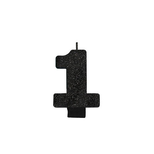 Party Supplies Black Glitter Number Candle [Number: 1]