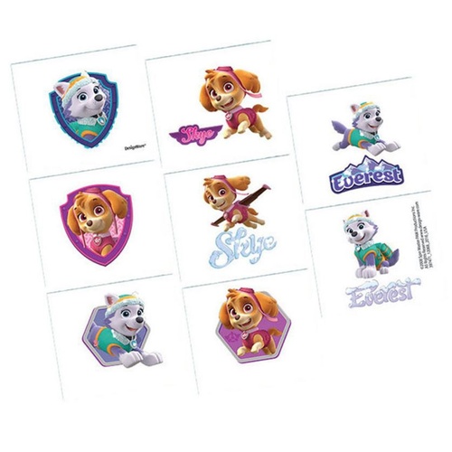 Paw Patrol Girls Party Supplies Tattoos 1 Sheet