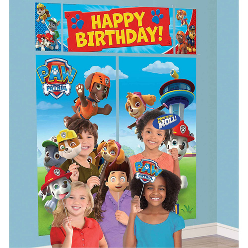 Paw Patrol Party Supplies Scene Setter Backdrop with 12 Photo Props