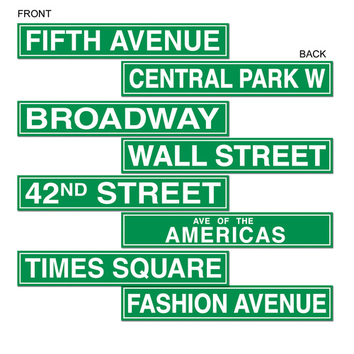 Hollywood Party Supplies New York City Street Sign Cutouts 4 pack