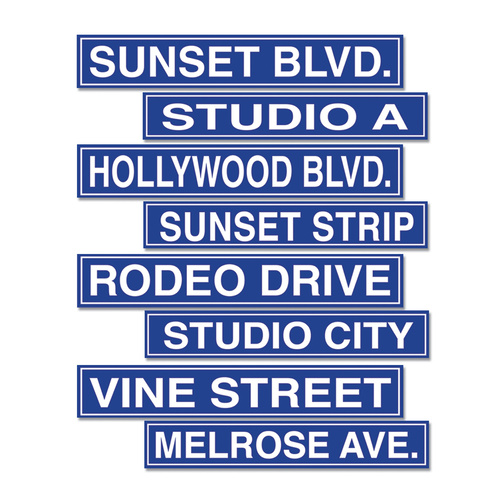 Hollywood Party Supplies - Street Sign Cutouts 4 pack