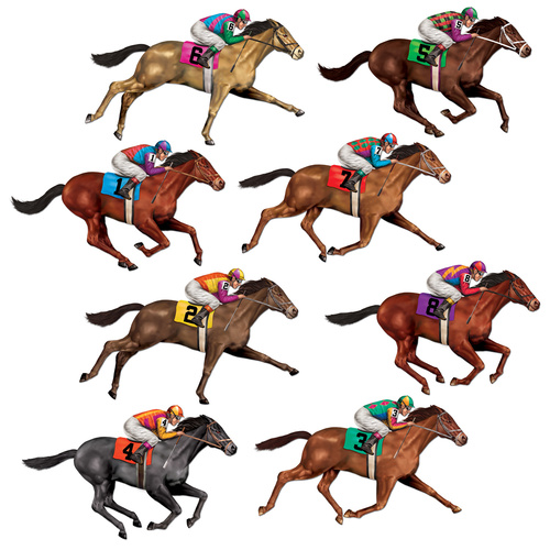 Melbourne Cup Party Supplies Horse Racing Prop Decoration Cutouts x 8