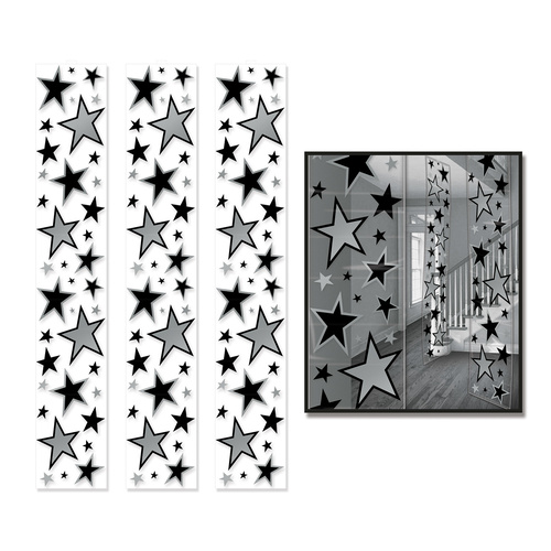 Hollywood Party Supplies - Black & Silver Party Panels 3 pack