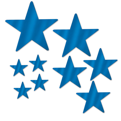 Hollywood Party Supplies Blue Foil Star Cutouts 9 pack