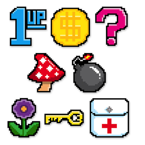 Video Game Party Supplies - 8 Bit Mini Cutouts 10 pack