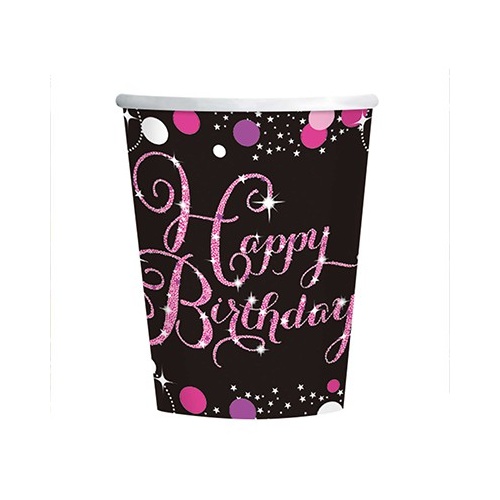 Birthday Party Supplies Sparkling Pink Cups 8 Pack
